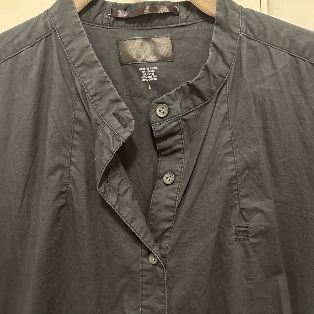 G-Star Raw Denim Correct Line Long Sleeve Shirt Dress L Button Up Black Pockets — image 6 of 8